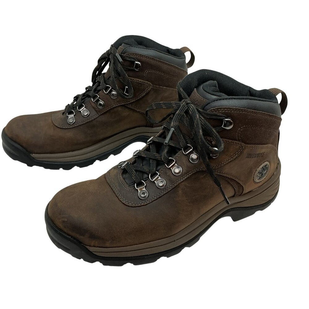 Timberland Flume Waterproof Mid Leather Lace Hiking Boots Mens 8 Brown
